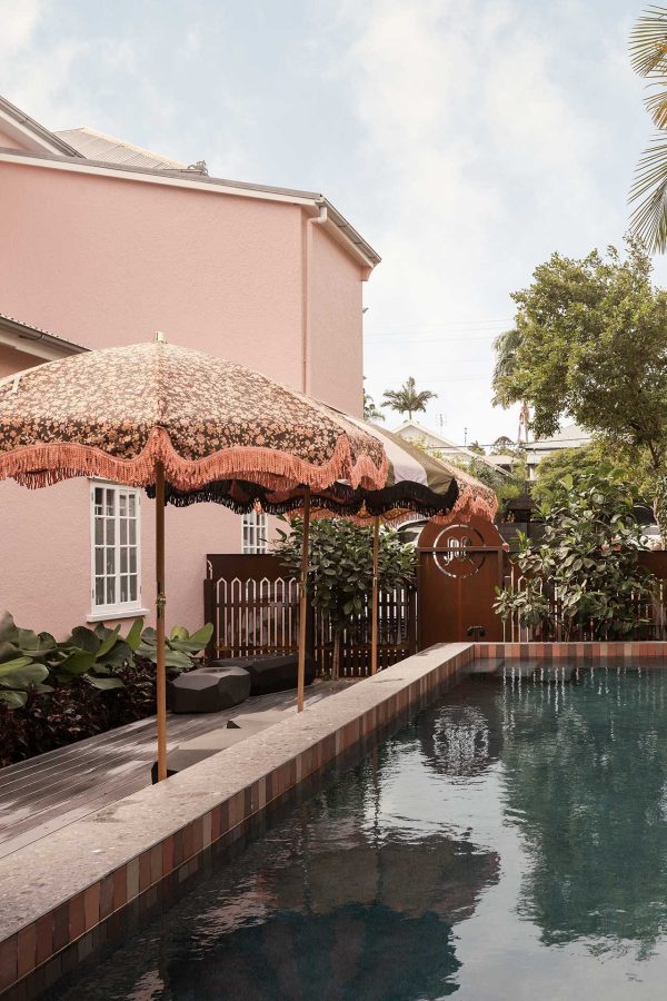 The outdoor pool at miss midgleys Luxury Heritage Apartments in Brisbane