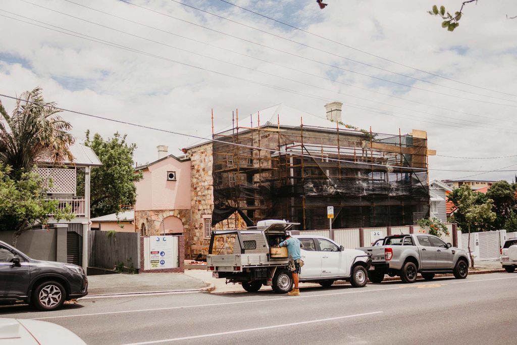 miss midgleys restoration scaffolding and building